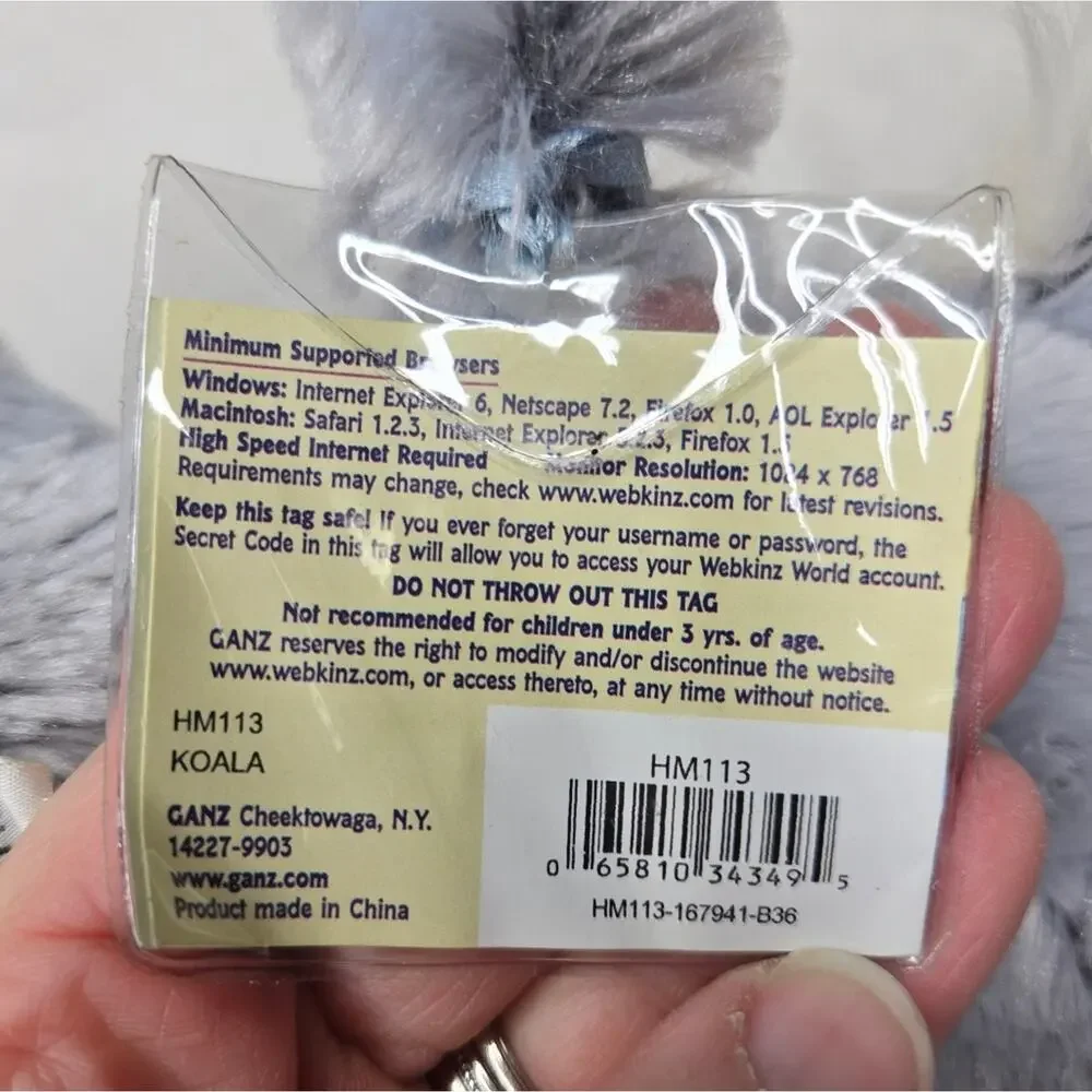 NWT GANZ Webkinz Gray and White Koala Plush HM113 Sealed Unopened Code